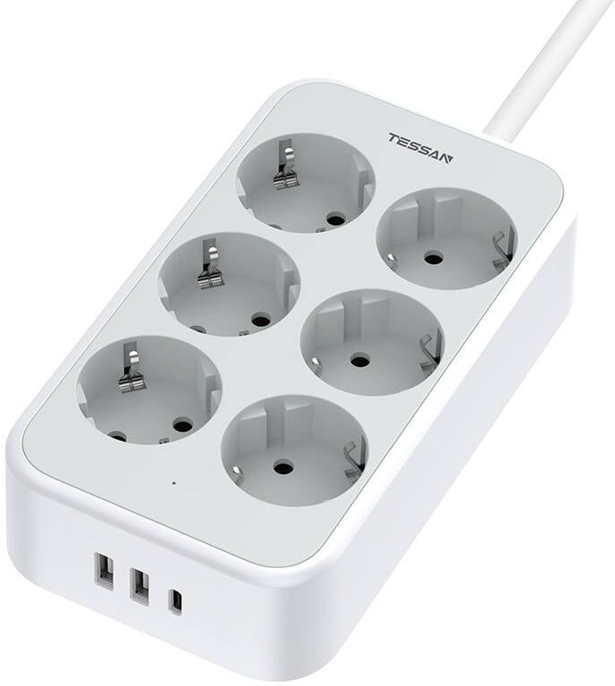 prelungitor tessan ts-ps02de, 6 prize, 2 x usb-a, 1x usb-c, incarcare rapida 25w - imagine 13